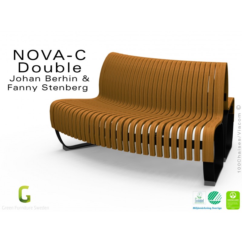 Banc dos à dos courbe NOVA double assise bois structure métal - 2 ... Banc dos à dos courbe NOVA double assise bois structure métal - 2 ...