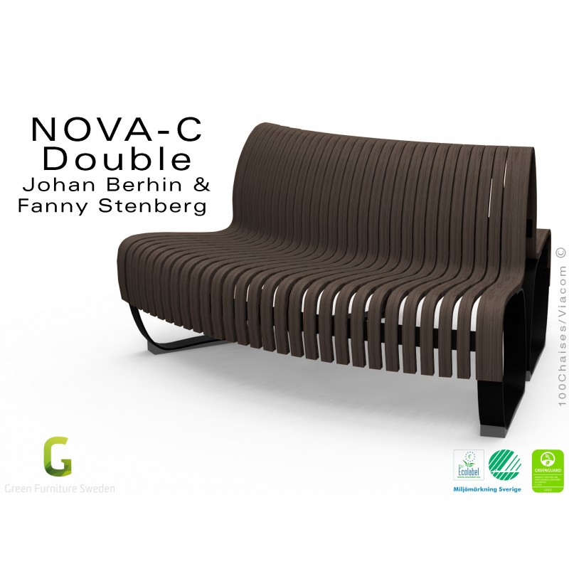 Banc Tv Bois Metal : Banc Dos à Dos Courbe Nova Double Assise Bois Structure Métal – 2 Banc Tv Bois Metal : Banc Dos à Dos Courbe Nova Double Assise Bois Structure Métal – 2
