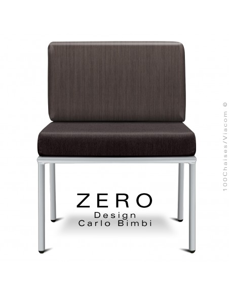 Module banquette ZERO, structure acier peint aluminium, assise et dossier coussin hydrofuge couleur marron.