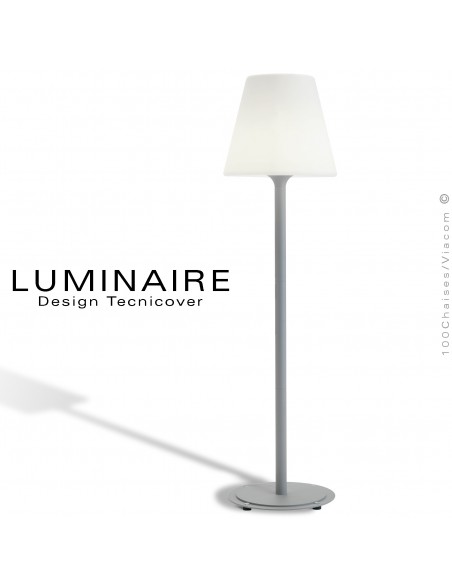 Lampadaire / lampe de sol / lampe sur pied EOS, structure aluminium peint, diffuseur lumineux résine blanche.