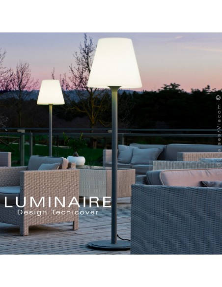 Lampadaire / lampe de sol / lampe sur pied EOS, structure aluminium peint, diffuseur lumineux résine blanche.