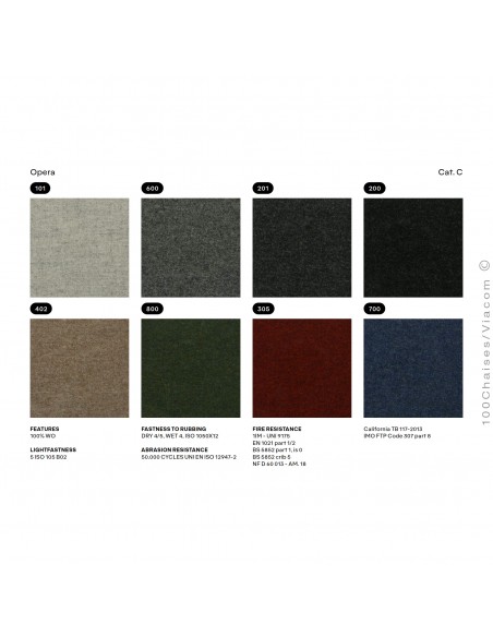 Gamme tissu tissé Opéra du fabricant ABITEX, ignifugé NF-D-60 013 et AM-18.