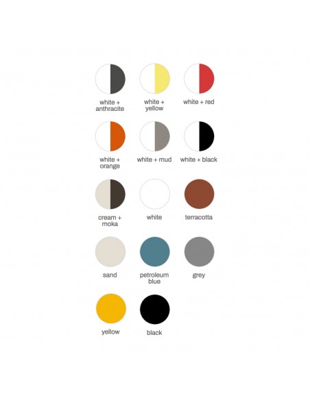 Palette couleur assise plastique et finition peinture piétement.