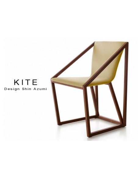 Lot de 8 fauteuils KITE, structure finition acajou, tissu couleur chanvre.