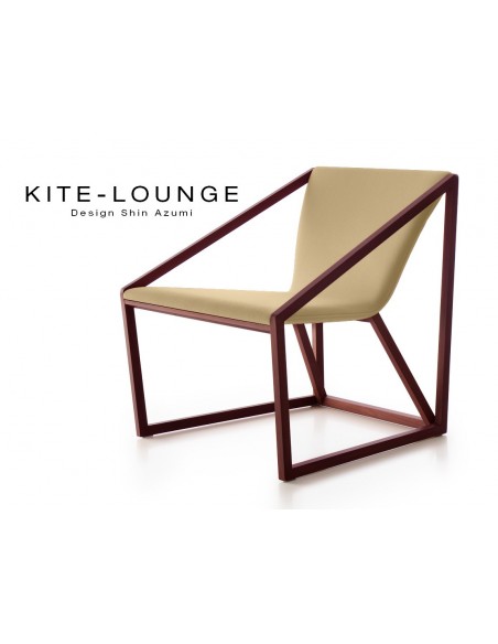 Lot de 8 fauteuils KITE bois finition acajou et tissu couleur chanvre.