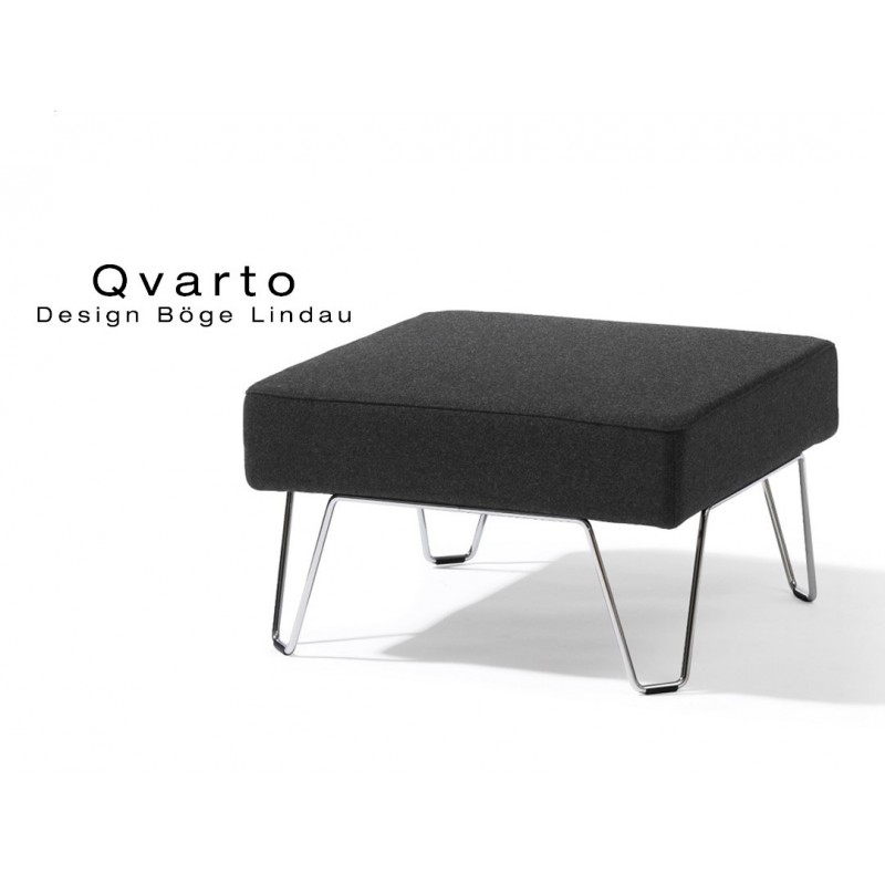 Module de canapé ou repose-pieds QVARTO assise garnie, habillage tissu  synthétique, piétement chromé