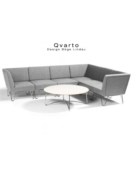QVARTO canapé d'angle 6 modulables habillage gamme CAMIRA - tissu Xtrème couleur Slip. (gris).