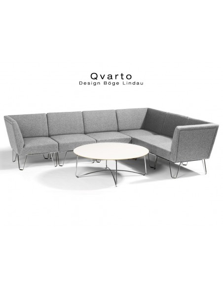 QVARTO canapé d'angle 6 modulables habillage gamme CAMIRA - tissu Xtrème couleur Slip. (gris).