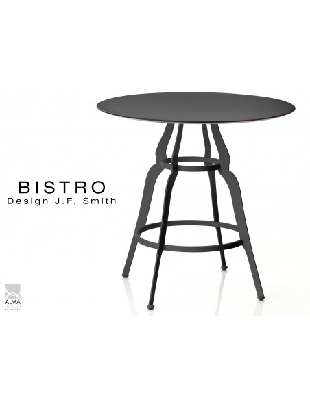 Lot de 2 tables BISTRO ronde au design rétro de couleur noir.