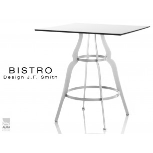 Lot de 2 tables "BISTRO" carré au design rétro blanche.