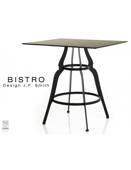 Lot de 2 tables "BISTRO" carré au design rétro noir.