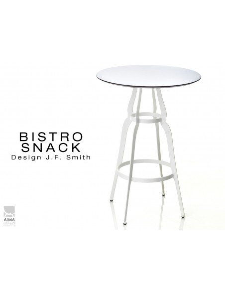 Lot de 2 mange-debouts "BISTRO" ronde au design rétro blanche.