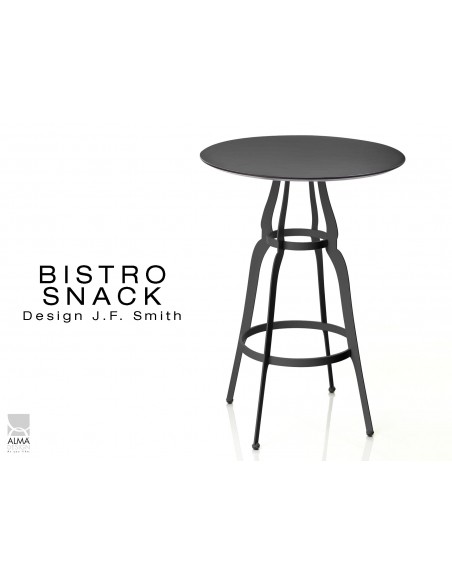 Lot de 2 mange-debouts "BISTRO" ronde au design rétro, noir.