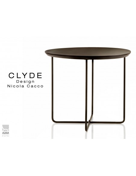 CLYDE petite table d'appoint structure peinture noir, plateau noir.