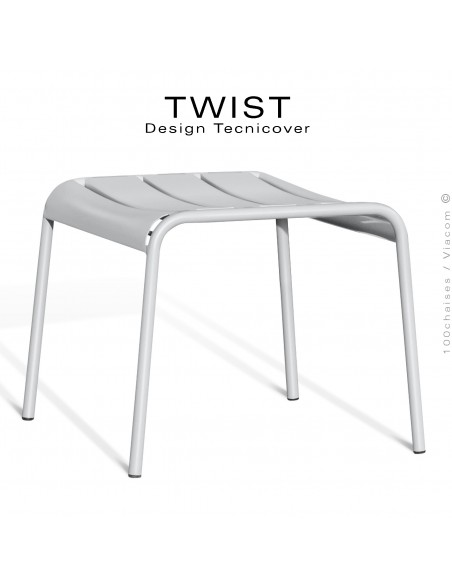 Repose pieds pour fauteuil lounge d'extérieur TWIST, structure acier galvanisé peint blanc.