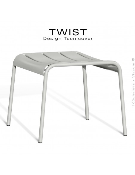 Repose pieds pour fauteuil lounge d'extérieur TWIST, structure acier galvanisé peint blanc perle.