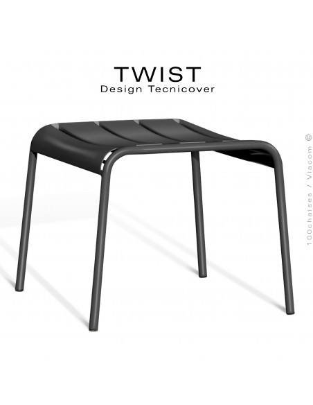 Repose pieds pour fauteuil lounge d'extérieur TWIST, structure acier galvanisé peint noir.