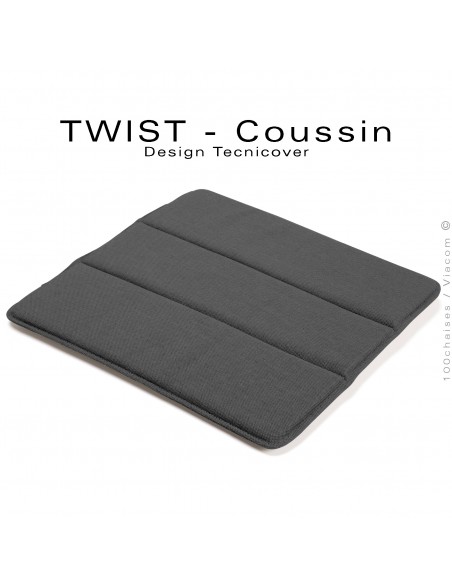 Coussin couleur gris foncé pour repose pieds TWIST, et fauteuil lounge.