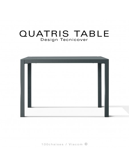 Table repas rectangulaire QUATRIS, structure acier galvanisé peint anthracite, mise à niveau automatique, 80x60 cm.