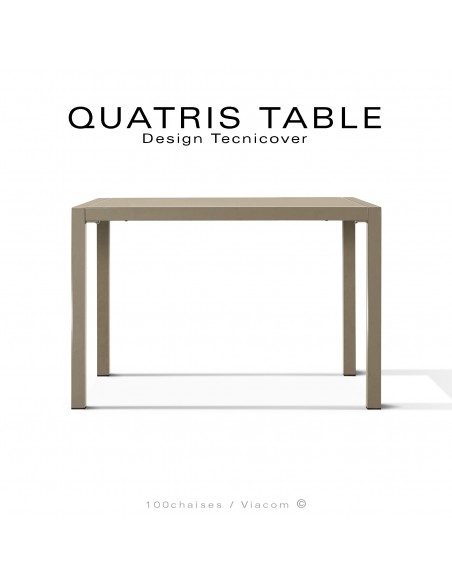Table repas rectangulaire QUATRIS, structure acier galvanisé peint beige, mise à niveau automatique, 80x60 cm.
