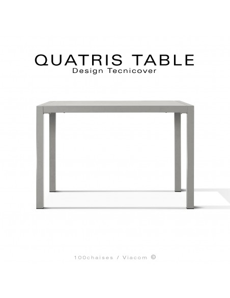 Table repas rectangulaire QUATRIS, structure acier galvanisé peint blanc perle, mise à niveau automatique, 80x60 cm.