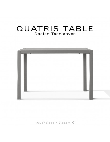 Table repas rectangulaire QUATRIS, structure acier galvanisé peint gris Tourterelle, mise à niveau automatique, 80x60 cm.