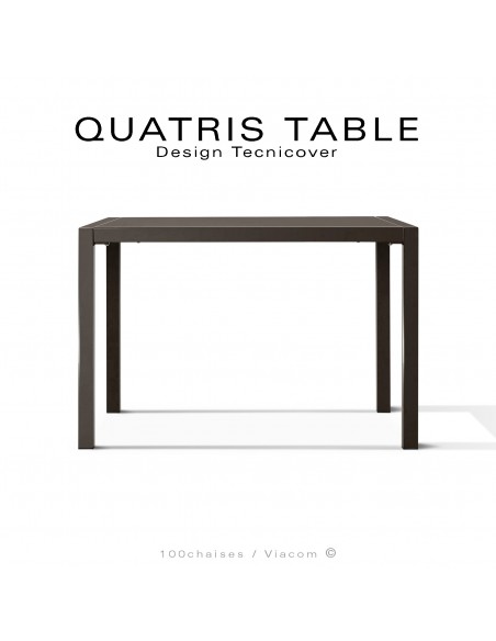 Table repas rectangulaire QUATRIS, structure acier galvanisé peint bronze, mise à niveau automatique, 80x60 cm.