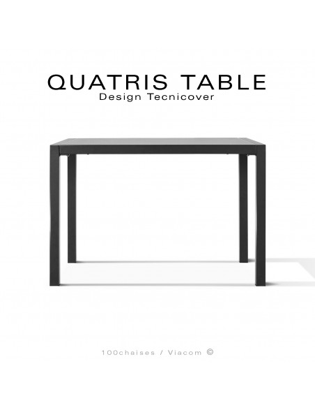 Table repas rectangulaire QUATRIS, structure acier galvanisé peint noir, mise à niveau automatique, 80x60 cm.