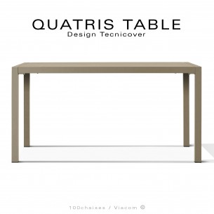 Table repas rectangulaire QUATRIS, structure acier galvanisé peint beige, mise à niveau automatique, 120x80 cm.