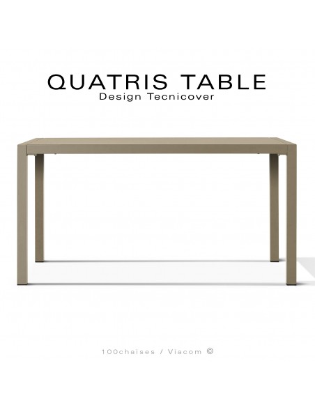 Table repas rectangulaire QUATRIS, structure acier galvanisé peint beige, mise à niveau automatique, 120x80 cm.