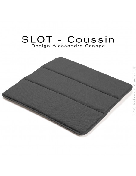 Coussin d'assise fauteuil SLOT, tissu couleur gris foncé.