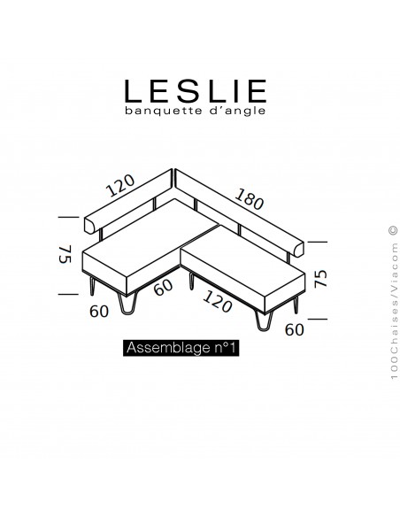 Assemblage banquette LESLIE, position n°1.