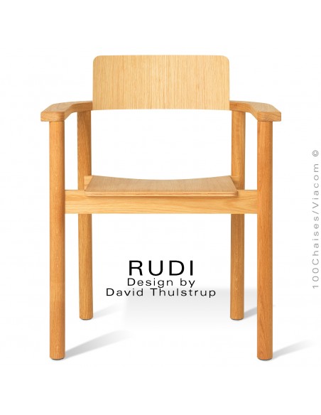 Fauteuil en bois massif de Chêne RUDI, finition huilé.