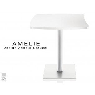 AMÉLIE table carrée plateau fantaisie résine, couleur blanche.