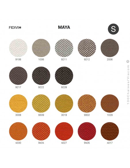 Gamme tissu MAYA du fabricant FIDIVI, 100% Trévira, certification feu AM18 et M1 pour la France.