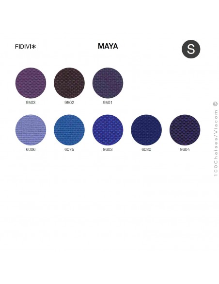 Gamme tissu MAYA du fabricant FIDIVI, 100% Trévira, certification feu AM18 et M1 pour la France.