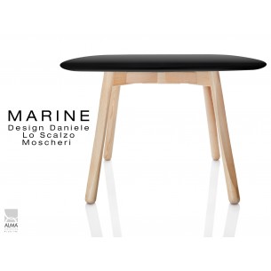 MARINE table carrée piétement 4 pieds finition naturel - Plateau noir.