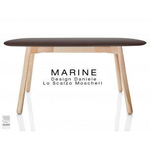 MARINE table rectangulaire piétement 4 pieds finition naturel - Plateau marron.