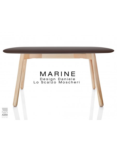 MARINE table rectangulaire piétement 4 pieds finition naturel - Plateau marron.