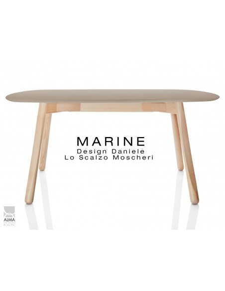 MARINE table rectangulaire piétement 4 pieds finition naturel - Plateau sable.
