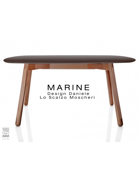MARINE table rectangulaire piétement 4 pieds finition noyer - Plateau marron.
