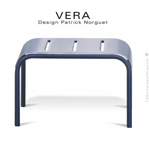 Repose-pieds ou tabouret pour fauteuil lounge VERA, structure acier galvanisé peint bleu nuit pour extérieur.