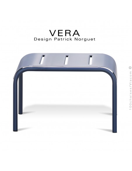 Repose-pieds ou tabouret pour fauteuil lounge VERA, structure acier galvanisé peint bleu nuit pour extérieur.