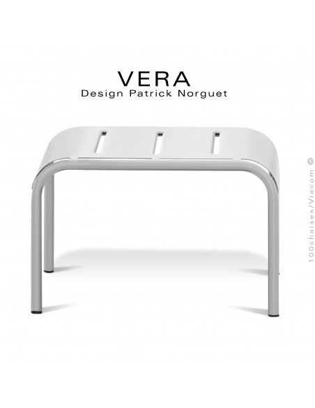 Repose-pieds ou tabouret pour fauteuil lounge VERA, structure acier galvanisé peint blanc perle pour extérieur.
