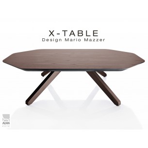 Table basse "X-TABLE" pour salon, hall et salle d'attente. Finition Wengé.