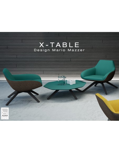 Table basse "X-TABLE" pour salon, hall et salle d'attente.