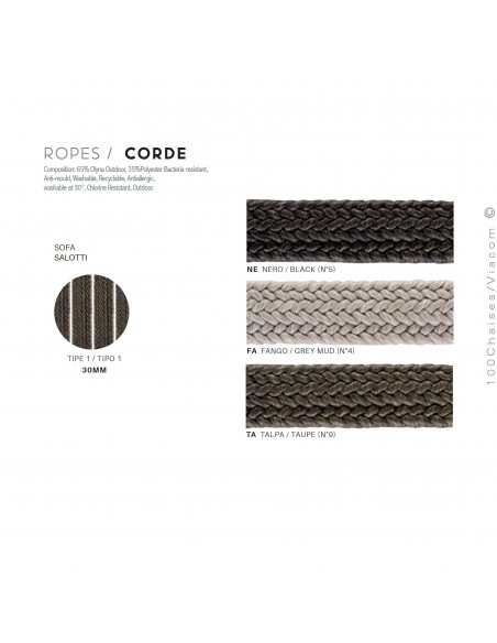 Tressage corde marine, couleurs noir, crème, taupe au choix.