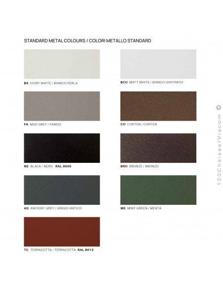 Palette couleur finition peinture pour table BUNDI avec rallonge amovible, au choix.