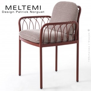 Fauteuil Meltemi – Design élégant en aluminium peint rouge | Coussin imperméable | Mobilier extérieur résistant.