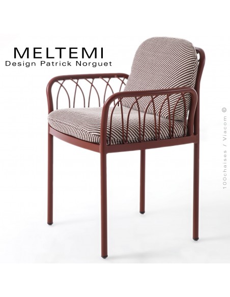Fauteuil Meltemi – Design élégant en aluminium peint rouge | Coussin imperméable | Mobilier extérieur résistant.
